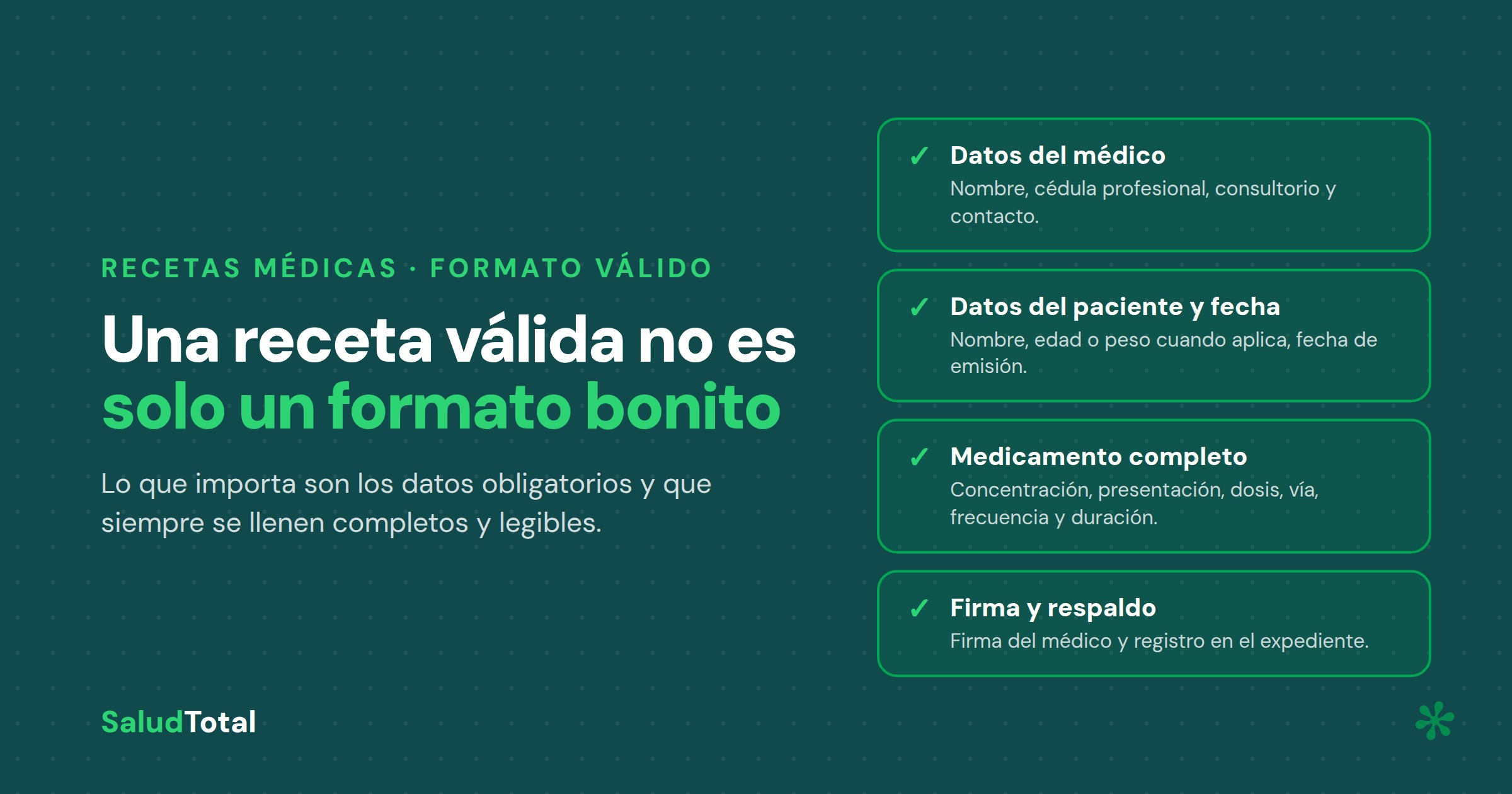 Datos obligatorios de una receta médica válida según la NOM-004